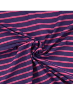 Gestreifter Bretonischer Jersey-Stoff - Violett und Petunie