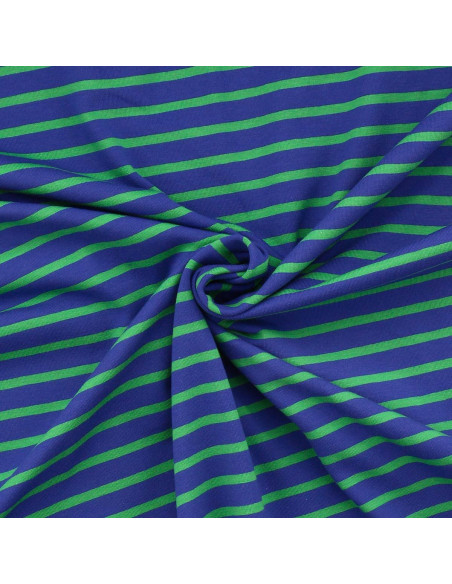 Gestreifter Bretonischer Jersey-Stoff - Blau und Grün
