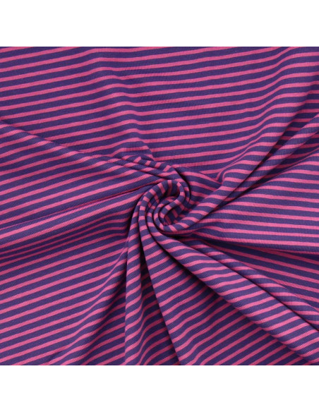Gestreifter Marine-Jersey-Stoff - Violett und Petunie