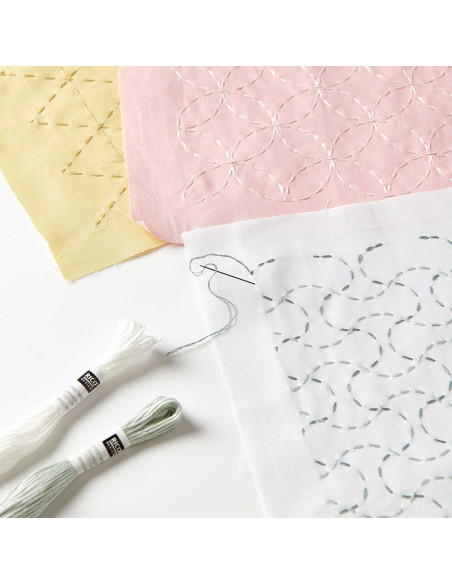Satz von 10 Stoffcoupons für spezielle Stickerei - Sorbet Bubblegum