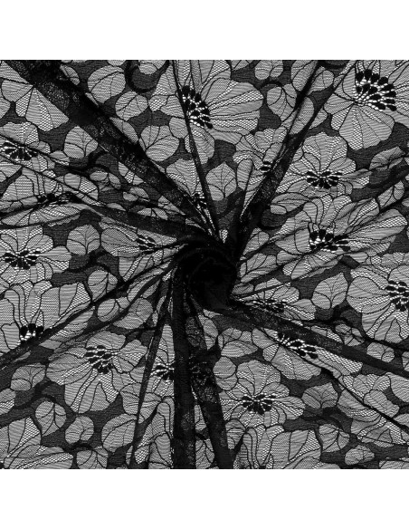 Elastische Spitzenstoff Léonie - Schwarz