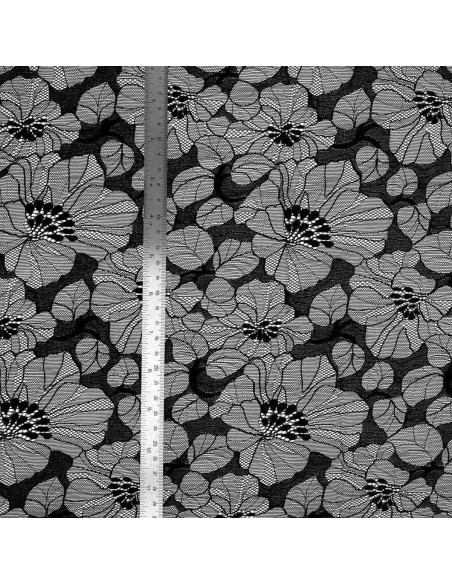 Elastische Spitzenstoff Léonie - Schwarz
