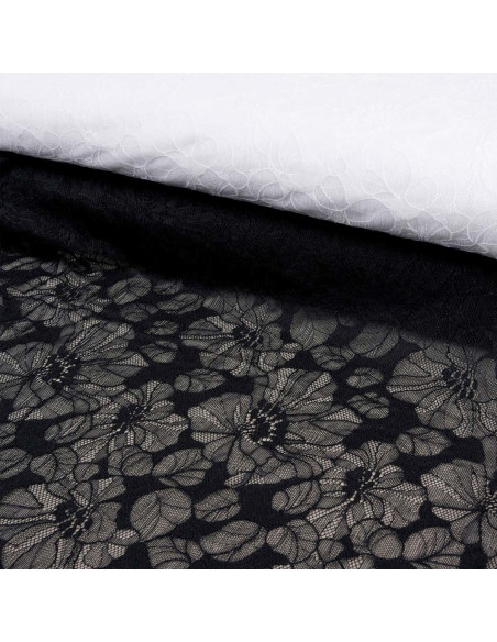 Elastische Spitzenstoff Léonie - Schwarz