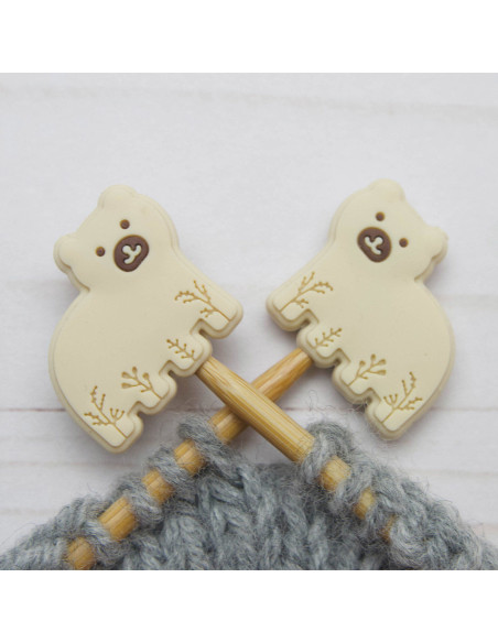Maschenstopper für Stricknadeln - Eisbär