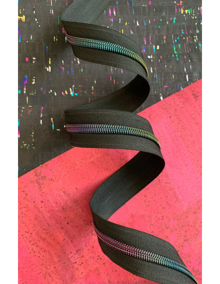 Nylonverschluss 5 mm 274 cm - Schwarzes irisierendes Gewebe