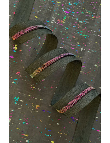 Nylonverschluss 5 mm 274 cm - Schwarzes irisierendes Gewebe