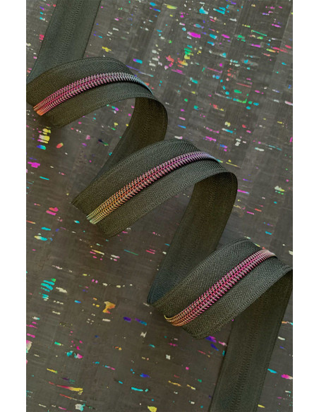 Nylonverschluss 5 mm 274 cm - Schwarzes irisierendes Gewebe