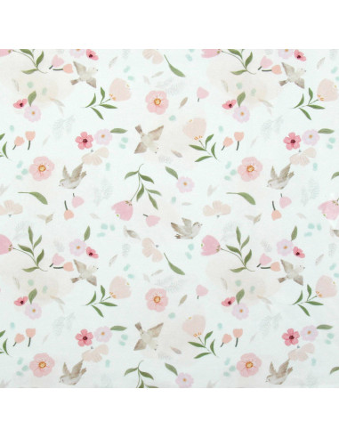 Baumwoll-Popeline-Stoff - Pretty weiß und rosa