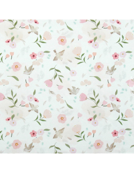 Baumwoll-Popeline-Stoff - Pretty weiß und rosa