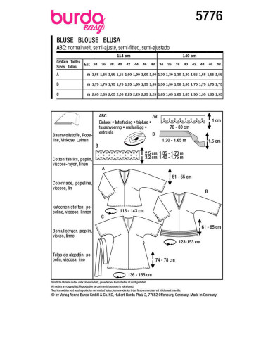 Blusenschnittmuster - Burda 5776