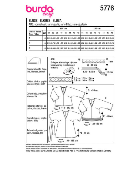 Blusenschnittmuster - Burda 5776