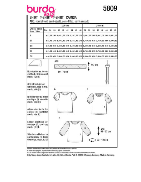 T-Shirt-Schnittmuster - Burda 5809