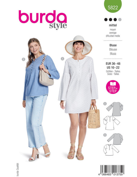 Blusenschnittmuster - Burda 5822