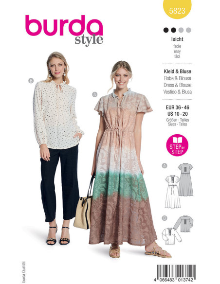 Kleid- und Blusenmuster - Burda 5823