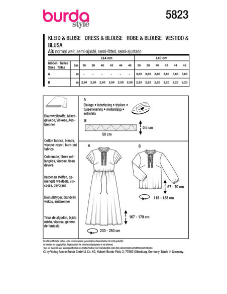 Kleid- und Blusenmuster - Burda 5823