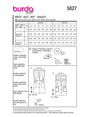 Jackenschnittmuster - Burda 5827