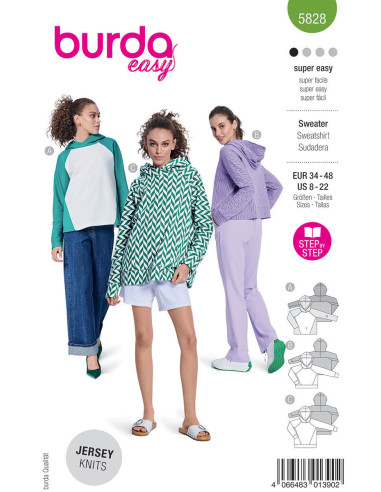 Sweatshirt-Schnittmuster - Burda 5828