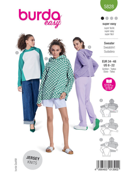 Sweatshirt-Schnittmuster - Burda 5828