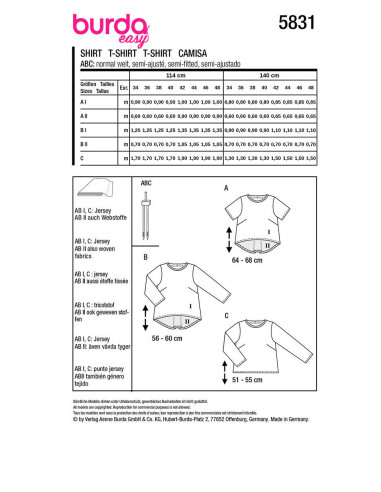 T-Shirt-Schnittmuster - Burda 5831