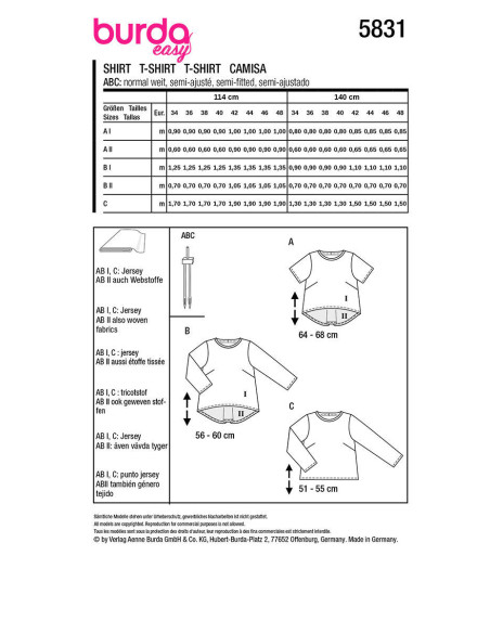 T-Shirt-Schnittmuster - Burda 5831
