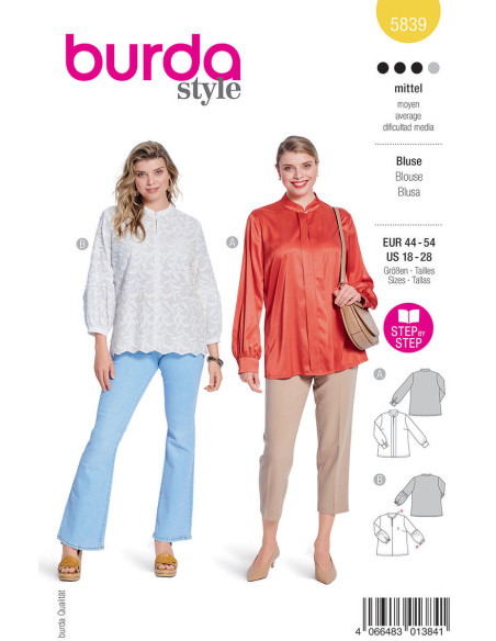 Blusenschnittmuster - Burda 5839