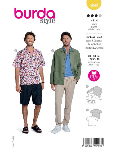 Jacken- und Hemdenschnittmuster - Burda 5842