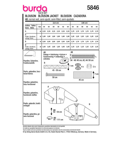 Jackenschnittmuster - Burda 5846