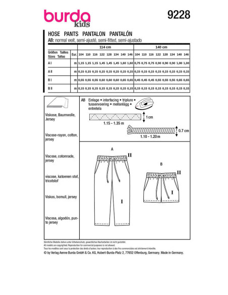 Hosenmuster - Burda 9228