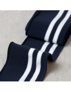 Bündchen an Handgelenken und Taille - Marineblau mit weißen Streifen