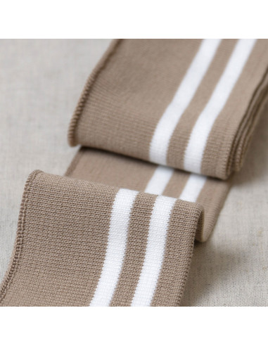 Bündchen an Handgelenken und Taille - Beige mit weißen Streifen