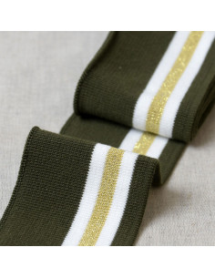 Bündchen an Handgelenken und Taille - Khaki mit weißen und goldenen Streifen