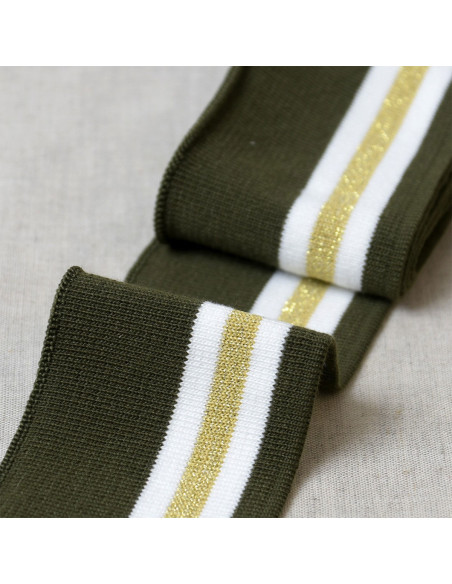 Bündchen an Handgelenken und Taille - Khaki mit weißen und goldenen Streifen