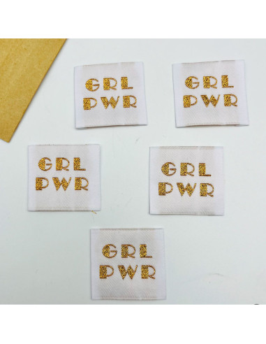 Satz von 5 gewebten Aufnähern zum Aufnähen Girl Power