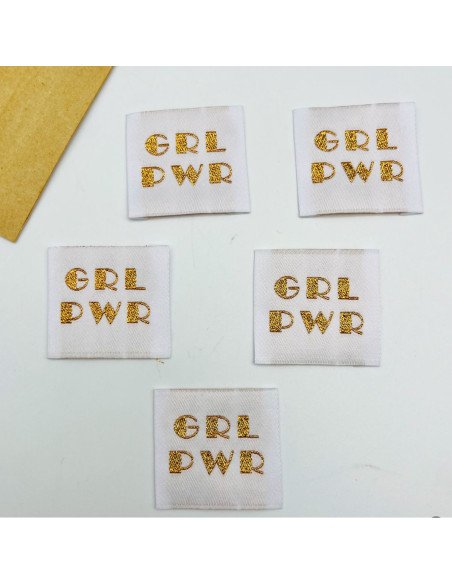 Satz von 5 gewebten Aufnähern zum Aufnähen Girl Power