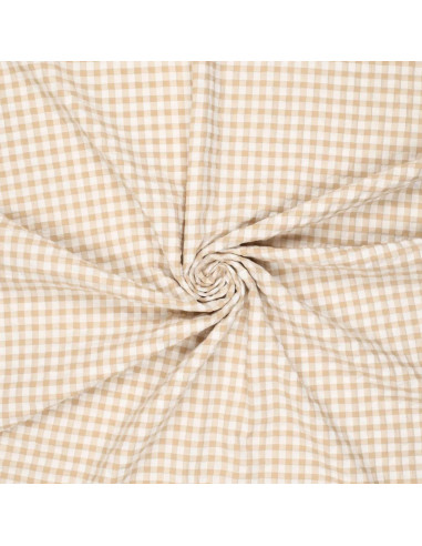 Kariertes Seersucker-Gewebe - Beige
