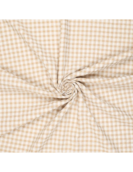 Kariertes Seersucker-Gewebe - Beige