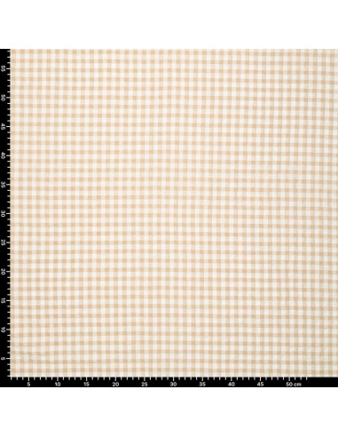 Kariertes Seersucker-Gewebe - Beige