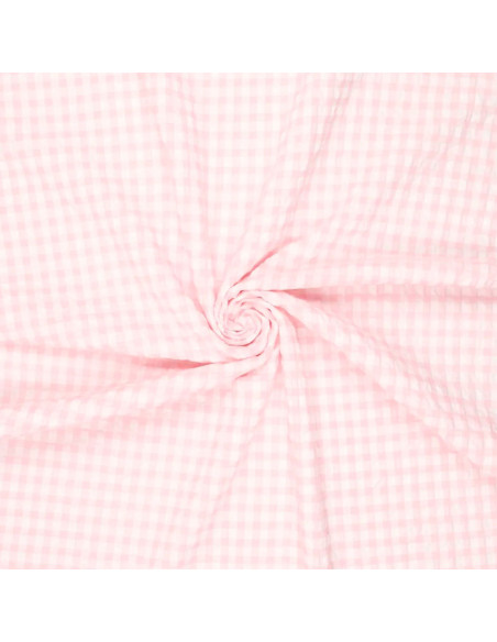 Kariertes Seersucker-Gewebe - Rosa