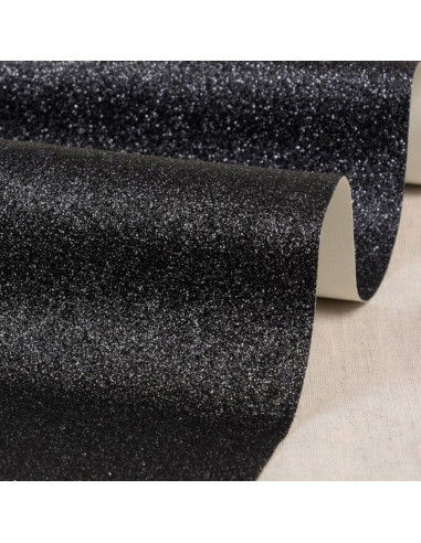Glitzerstoff 50 x 70 cm - Schwarz