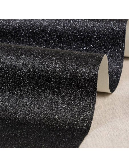 Glitzerstoff 50 x 70 cm - Schwarz