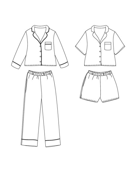 Damen-Pyjama-Schnittmuster Budapest - Ikatee