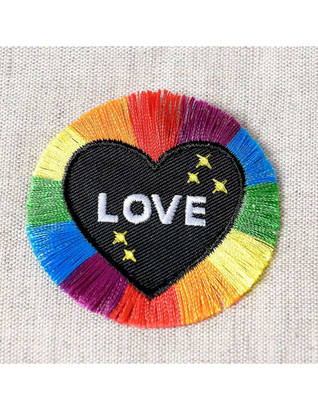 Bügelbild Herz LOVE - Mehrfarbig