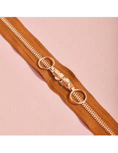 Doppelreißverschluss Gold und Pecan Pie 40 cm - Atelier Brunette