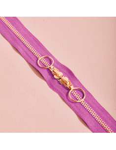 Doppelreißverschluss Gold und Bubble Gum 40 cm - Atelier Brunette