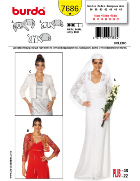 Bolero-Schnittmuster - Burda 7686