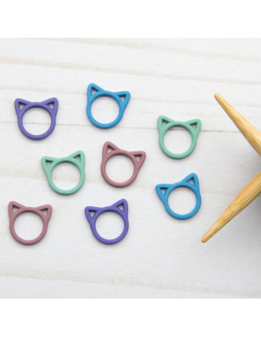 Set mit 8 geschlossenen Maschenmarkierern - Bunter Katze