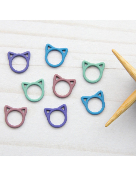 Set mit 8 geschlossenen Maschenmarkierern - Bunter Katze