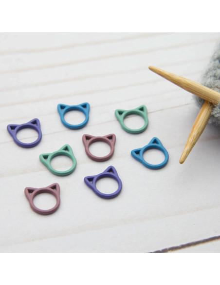 Set mit 8 geschlossenen Maschenmarkierern - Bunter Katze