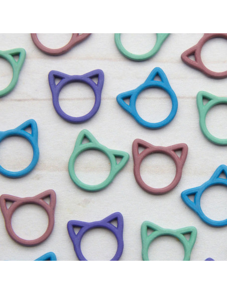 Set mit 8 geschlossenen Maschenmarkierern - Bunter Katze