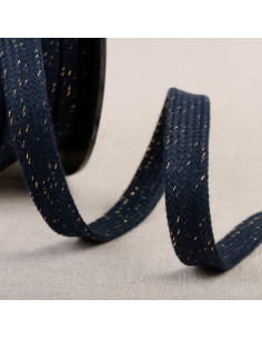 Flaches geflochtenes Lurex-Band - Marineblau und Gold
